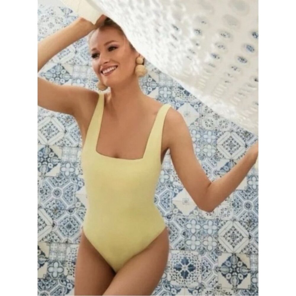 ONIA RACHEL Sunlight Yellow Scoop Back One Piece Swimsuit XS Extra Small $150
